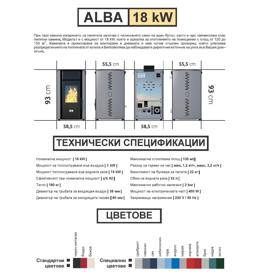 ПЕЛЕТНИ КАМИНИ - ALBA 18 kw