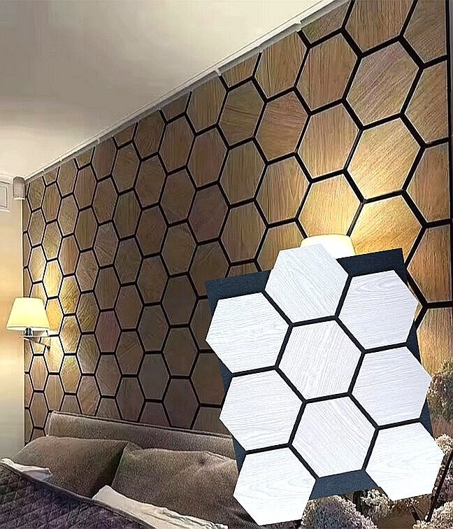 3D MDF панели пчелна пита за стена в спалня - декоративна облицовка тип шестоъгълник с дървесен декор от Бул Декор Профил София
