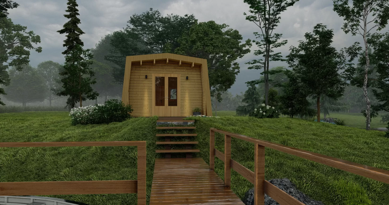 IVA HOUSE COMPACT 70 NATURE – сглобяема дървена къща 19.8 m² 70 mm | IVASTROY 2006