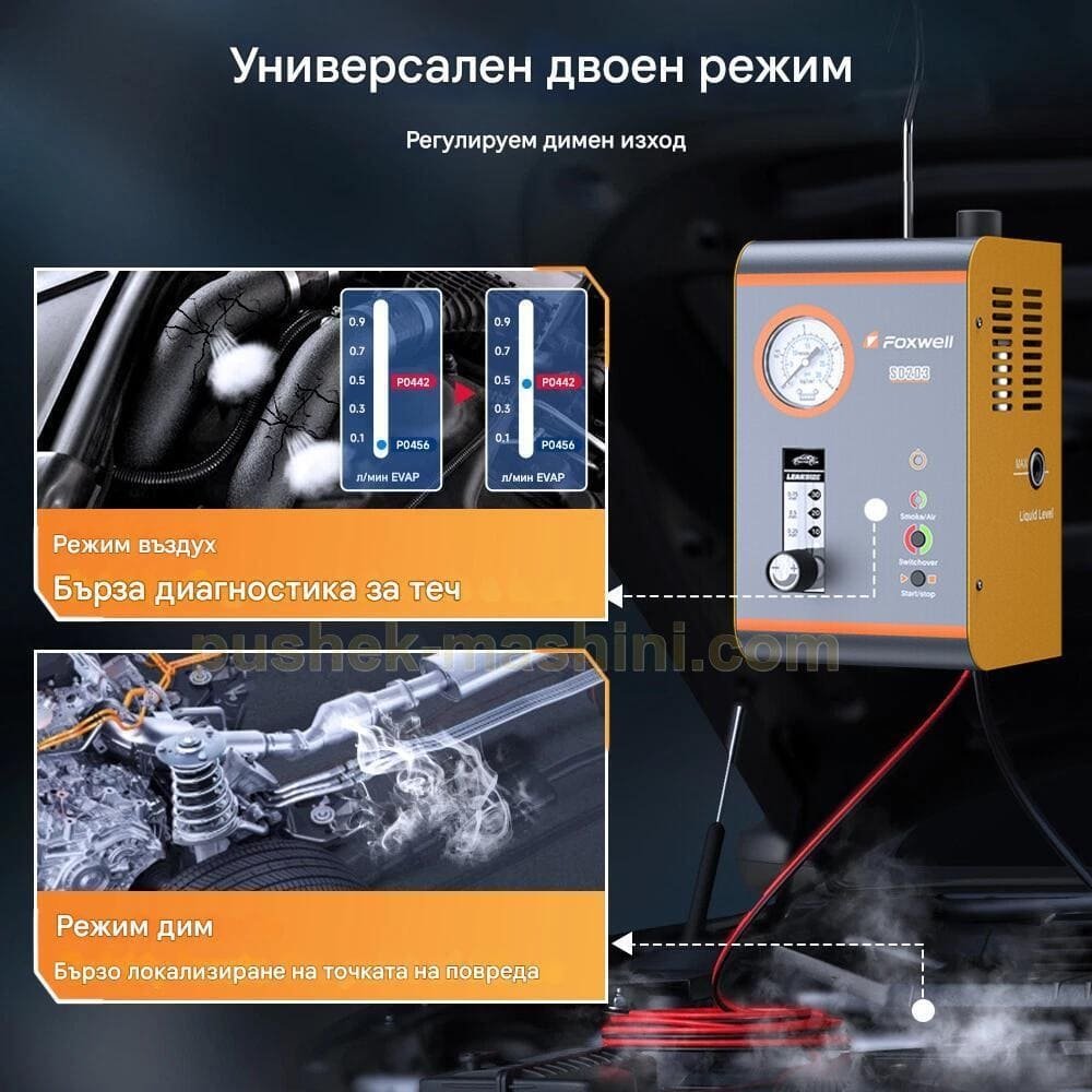 Авто-тестер за откриване на течове с дим