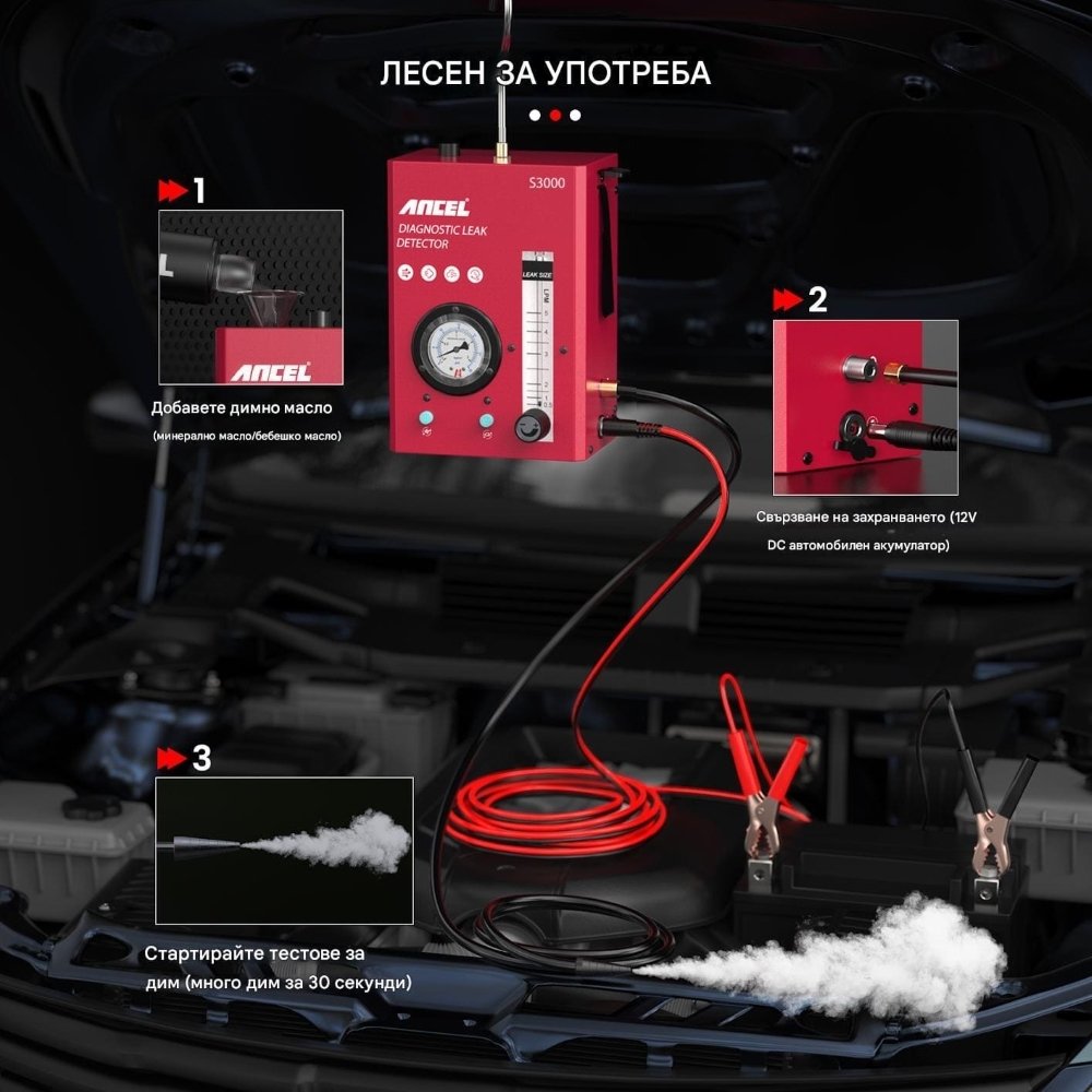 Димна машина за откриване на течове и автодиагностика ANCEL S3000