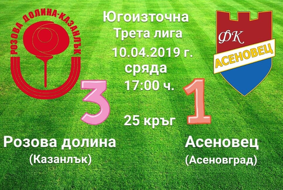 25 кръг: Розова долина (Казанлък) - Асеновец 2005 (Асеновград)