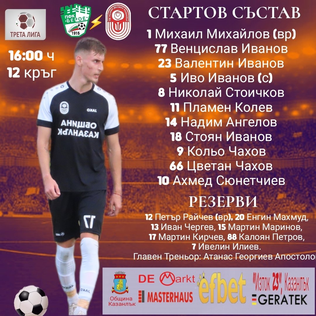 12 кръг: Берое II (Стара Загора) - Розова долина (Казанлък)