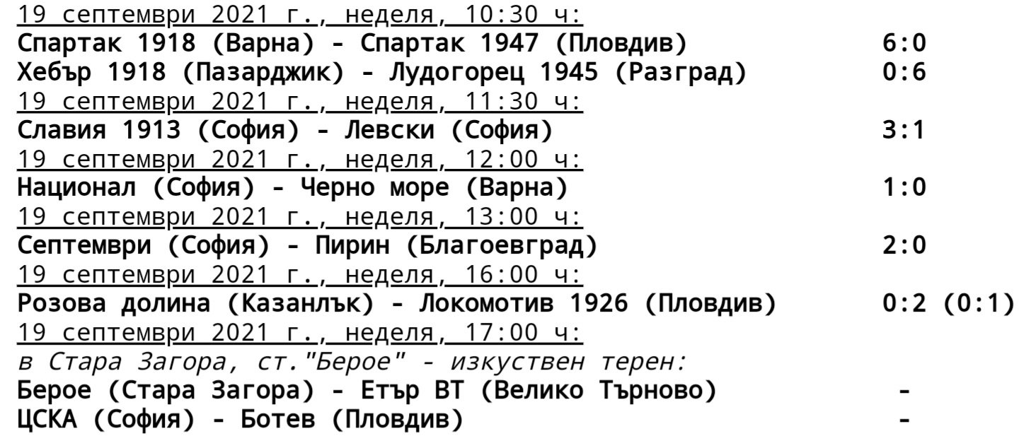 5 кръг: Розова долина U17 (Казанлък) - Локомотив 1926 U17 (Пловдив)