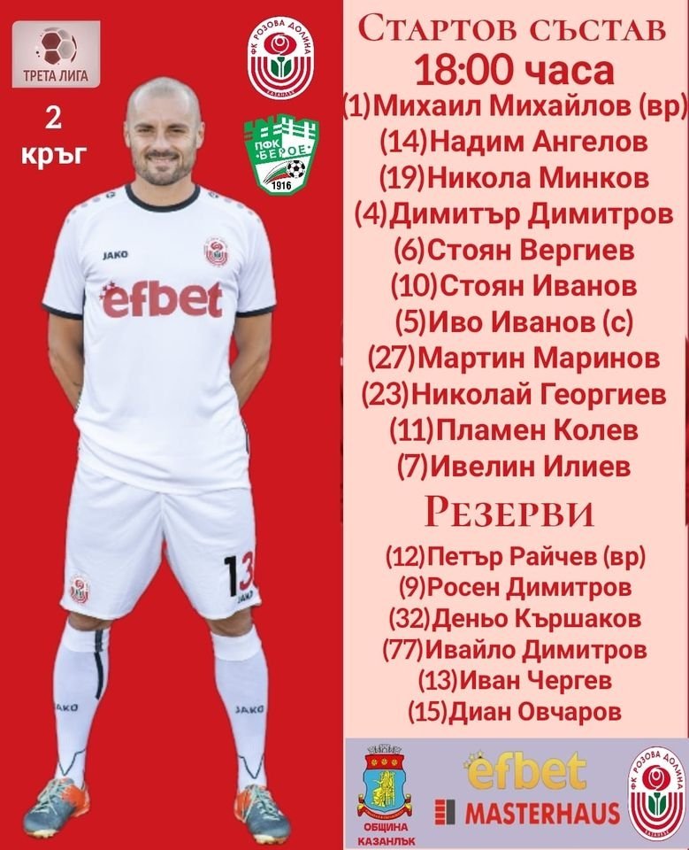 2 кръг: Розова долина (Казанлък) - Берое II (Стара Загора)